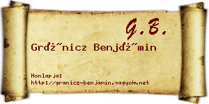 Gránicz Benjámin névjegykártya