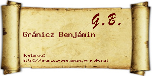 Gránicz Benjámin névjegykártya